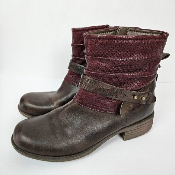 Rockport | Cobb Hill Collection Brunswick Cuff Red/Brown Leather Ankle Boot 9.5 - Picture 5 of 10